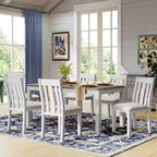 Ensemble de salle à manger extensible de style ferme pour 6 personnes, table rectangulaire et 6 chaises rembourrées