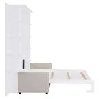 Lit escamotable mural Whisen Modern Design Queen size en bois avec canapé et étagères