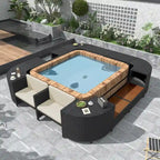 Canapé d'angle d'extérieur en rotin pour spa, forme quadrilatérale