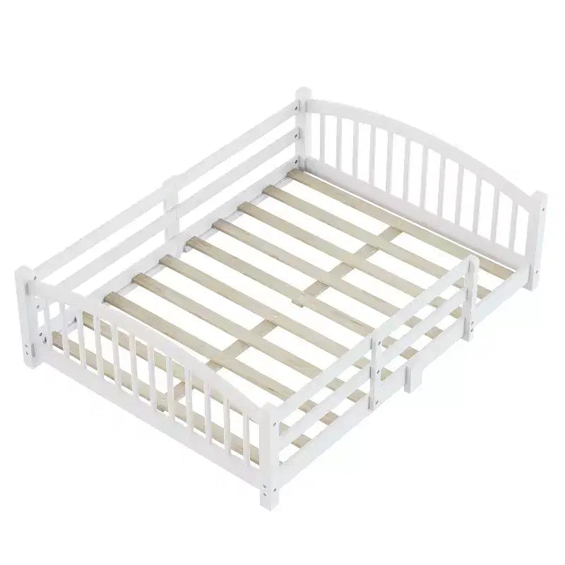 Lit bas Montessori pleine grandeur Luxystar avec barrières de sécurité et tête de lit