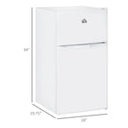 Mini-réfrigérateur HOMCOM à deux portes avec congélateur, réfrigérateur compact de 3,2 pi³ avec étagère réglable, thermostat réglable