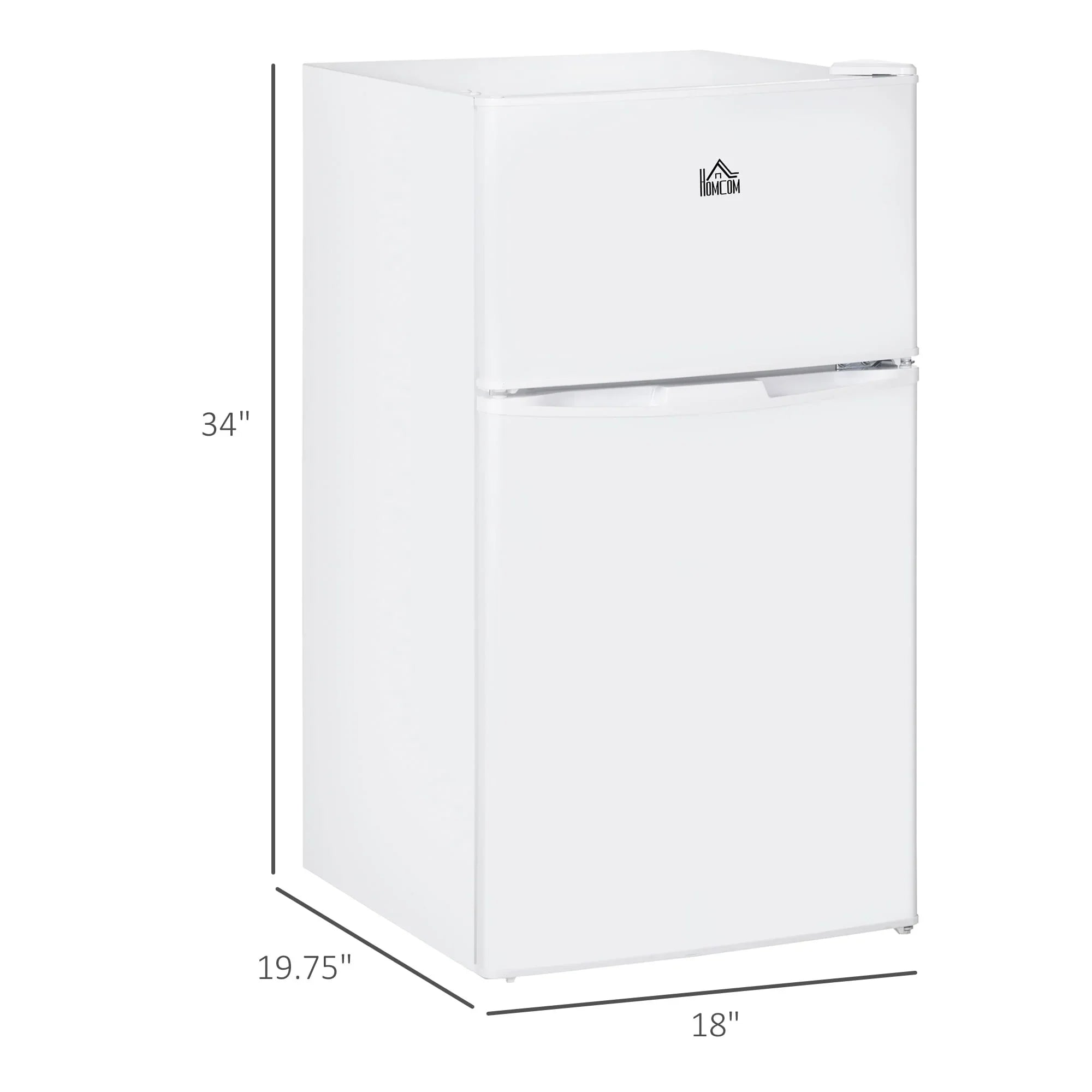 Mini-réfrigérateur HOMCOM à deux portes avec congélateur, réfrigérateur compact de 3,2 pi³ avec étagère réglable, thermostat réglable