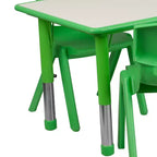 Emma et Oliver, ensemble table d'activités rectangulaire en plastique réglable en hauteur (60 cm x 120 cm) avec 6 chaises