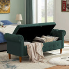 Banc de rangement pour chambre, bout de lit, accoudoirs roulés, canapé ottoman en velours, long banc