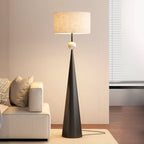 Lampadaire conique contemporain en métal avec abat-jour en tissu