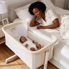 Berceau à roulettes – Beige / Gris / Rose, cododo, pour 1 bébé
