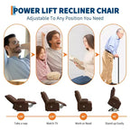 Fauteuil inclinable releveur électrique pour personnes âgées avec fonctions massage et chauffage, inclinable surdimensionné avec fonctions massage et chauffage, revêtement doux et rembourré, poche latérale et porte-gobelets