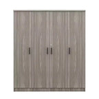 Armoire 4 portes en bois avec tringle, 1 tiroir et étagères de rangement
