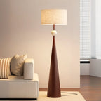 Lampadaire conique contemporain en métal avec abat-jour en tissu