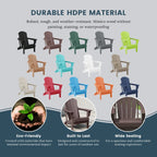 Chaise Adirondack pliante d'extérieur tout temps Polytrends Laguna résistante à la décoloration pour patio