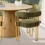 Ensemble table à manger ronde extensible en ovale avec 4 fauteuils en velours, design piédestal moderne, jusqu'à 8 personnes - Panipeachy
