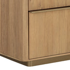 Commode moderne en chêne avec façades sculptées et cannelées - Chambre | Finition or brossé