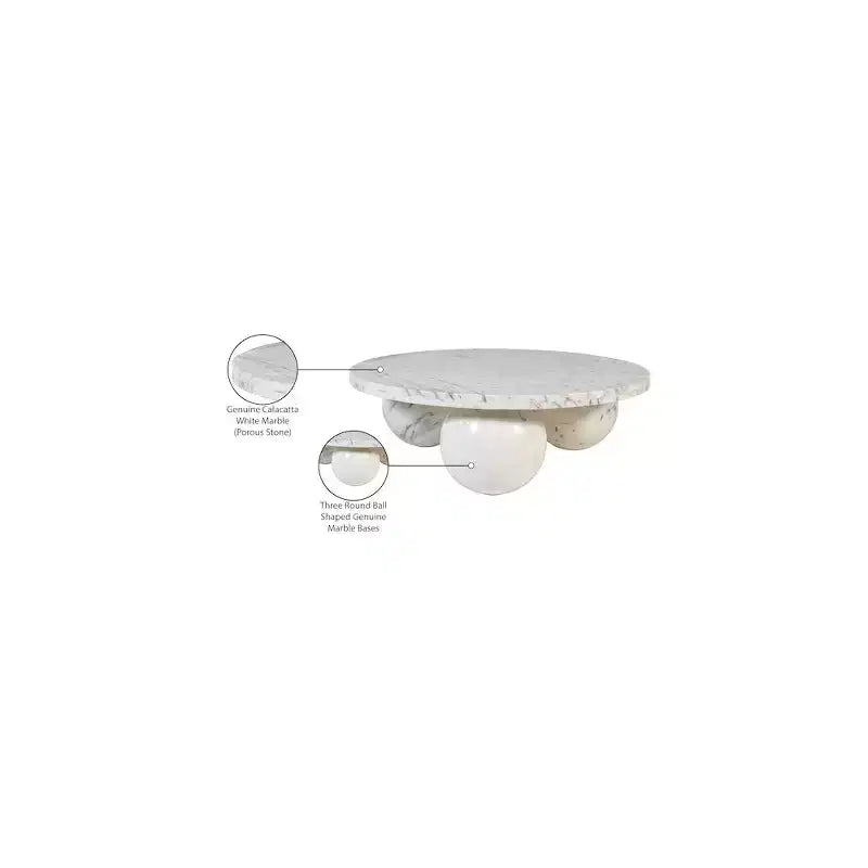 Table basse ronde en marbre avec pieds sphériques, multicolore, 4 places