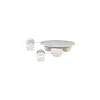 Table basse ronde en marbre avec pieds sphériques, multicolore, 4 places