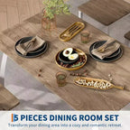 Ensemble de table et 4 chaises de cuisine avec cadre métallique, design biseauté