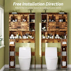 Meuble de rangement pour toilettes – Organisateur de salle de bain de style ferme de 171 cm de haut avec étagère réglable et porte en verre pour salle de bain, buanderie