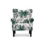 Fauteuil d'appoint moderne Erommy, fauteuil à dossier haut, canapé simple en tissu rembourré avec boutons et pieds en bois pour salon