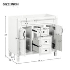 Meuble-lavabo de salle de bain moderne de 91 cm avec lavabo et armoire de toilette, 2 portes et 2 tiroirs