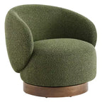 Fauteuil d'appoint pivotant Spruce&Spring en tissu avec base en bois