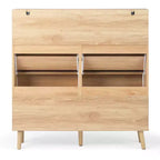 Karl Home Meuble à chaussures en rotin avec 2 tiroirs et 4 compartiments basculants en panneaux de particules 105 cm (L)