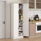 HOMCOM Garde-Manger de cuisine autoportant 170 cm, Armoire de rangement à 4 portes avec étagères réglables et portes