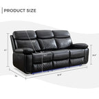 Canapé inclinable électrique avec chargeur sans fil, liseuse, lumière LED pour salon, similicuir, port AC/USB, porte-gobelet, noir