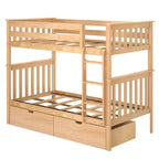 Lit superposé en bois massif pour enfants avec tiroirs de rangement