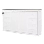 Lit escamotable double avec éclairage LED, peut être plié en armoire, armoire-lit murale dissimulée pour chambre d'amis