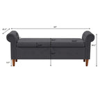 Banc de rangement pour chambre, bout de lit, accoudoirs roulés, canapé ottoman en velours, long banc
