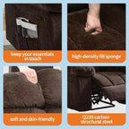 Fauteuil inclinable manuel, fauteuil inclinable ergonomique en tissu respirant avec poches latérales, canapé individuel, adapté au salon et à la chambre à coucher
