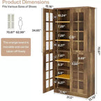 Meuble à chaussures haut Lantine avec portes, rangement à chaussures à 8 niveaux avec étagères réglables, armoire à chaussures moderne pour couloir, placard, salon, blanc