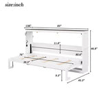 Lit escamotable double avec éclairage LED, peut être plié en armoire, armoire-lit murale dissimulée pour chambre d'amis