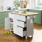 Ensemble d'îlot de cuisine TOPMAX avec abattant et 2 tabourets, ensemble de table à manger avec étagère réglable, tiroirs et porte-serviettes