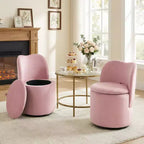 Chaise de vanité pivotante avec rangement, tabouret de maquillage rond rembourré avec dossier, fauteuil d'appoint rembourré doux pour chambre et salon