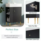 Meuble-lavabo de salle de bain blanc de 21,6 po, ensemble avec meuble de rangement, vasque en céramique simple, rangement à gauche