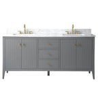 Meuble-lavabo de salle de bain Vanity Art 72 po à double vasque avec dessus en marbre reconstitué