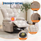 Fauteuil inclinable releveur électrique pour personnes âgées avec fonctions massage et chauffage, inclinable surdimensionné avec fonctions massage et chauffage, revêtement doux et rembourré, poche latérale et porte-gobelets