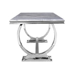 Table de salle à manger moderne avec piètement en U en acier inoxydable
