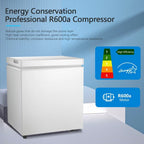 Congélateur coffre de 51 L avec panier amovible, drain inférieur, thermostat à 7 niveaux, conception autonome pour la maison et l'appartement