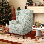 Fauteuil d'appoint moderne Erommy, fauteuil à dossier haut, canapé simple en tissu rembourré avec boutons et pieds en bois pour salon
