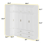 93.9H/74.2H Armoires Penderie Placard Rangement avec Tiroirs