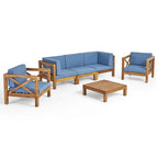 Ensemble de conversation d'extérieur Brava 6 pièces en bois d'acacia par Christopher Knight Home
