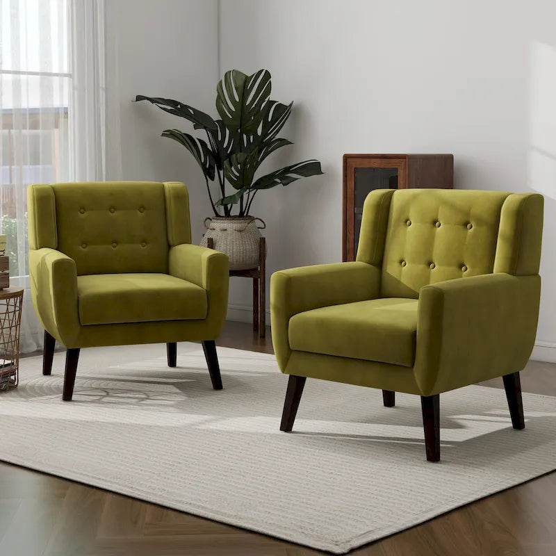 Lot de 2 fauteuils de salon en velours avec accoudoirs