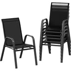 Chaises de patio, Lot de 4/6 chaises de salle à manger empilables d'extérieur en textilène léger résistant aux intempéries avec accoudoirs pour jardin, terrasse de piscine