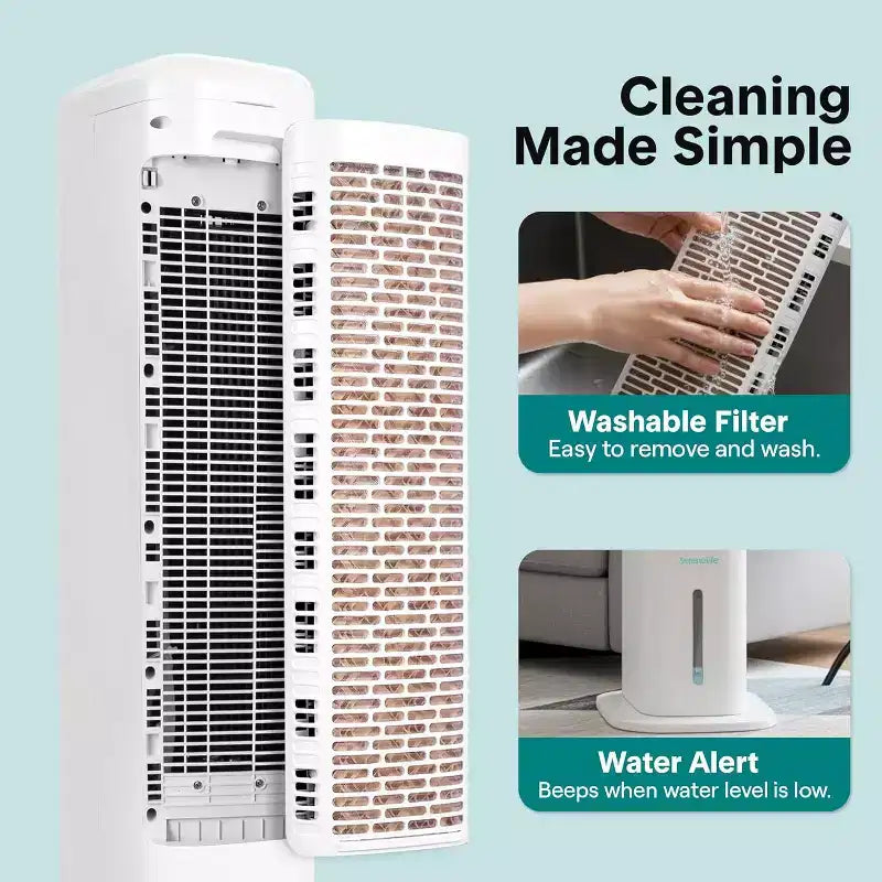 Refroidisseur d'air évaporatif portable SereneLife – Réservoir d'eau amovible de 5 L – Blanc
