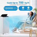 Climatiseur portable 12 000 BTU pour 51 m² – Unité de climatisation 3 en 1 avec modes Refroidissement/Déshumidificateur/Ventilateur