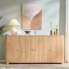 Buffet de cuisine avec 4 portes et étagères, grand buffet de rangement moderne, buffet de rangement de 66 po pour bar à café