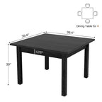 Table à manger carrée de 100 cm pour 2-4 personnes avec pieds en bois massif pour salon et salle à manger