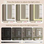 Armoire de toilette avec miroir LED, montage en saillie ou encastré, lumière dimmable, anti-buée, étagères réglables