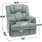 Fauteuil inclinable manuel vert surdimensionné avec pivotement, basculement et revêtement en tissu